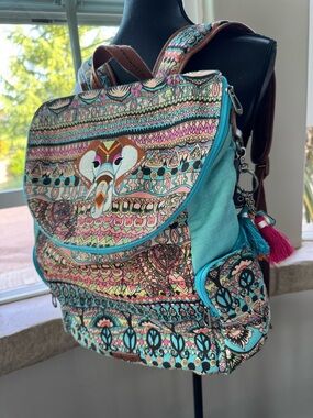 Sakroots Artist Circle Colette Convertible Boho Backpack Embroidered Elephant